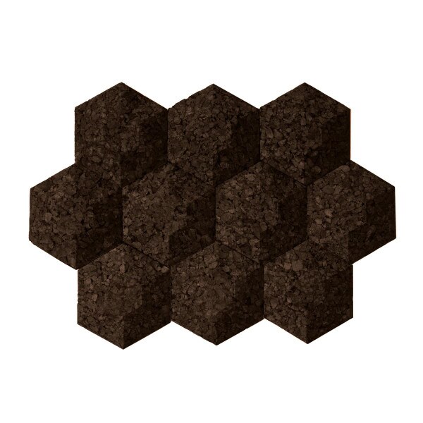 Insulative cork wall tiles, hexagon